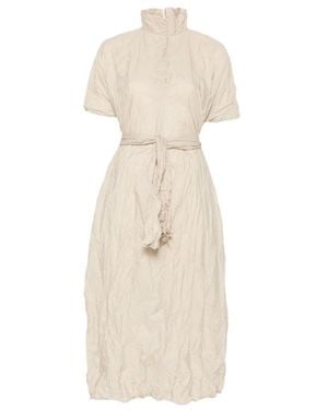 Daniela Gregis Tie Belt Short Sleeves High Neck - Natur