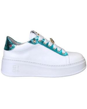 GIO+ Weiße Low-Top-Sneakers - Blau