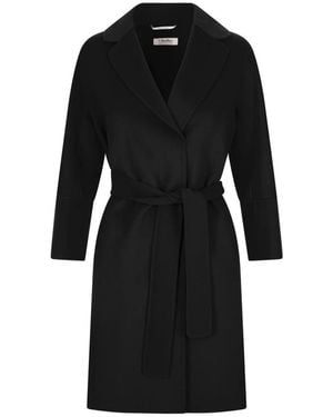 Max Mara Jassen ,Zwart ,Wol Arona Mantel Met Ceintuur