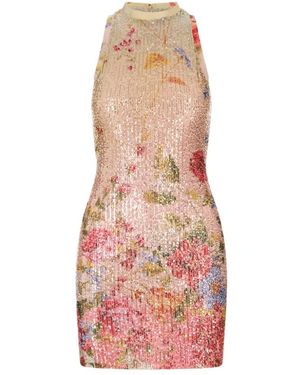 Roberto Cavalli Miami Flowers Print Mini Jurk - Roze
