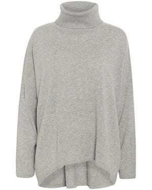 Part Two Weicher Strickpullover Mittelgrau Melange