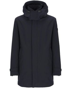 Peuterey Jassen ,Blauw ,Polyester Lange Jas Met Kraag