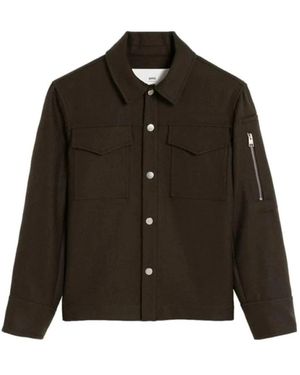 Ami Paris Jassen ,Bruin ,Wol Surchemise Boutonnée Laine - Groen