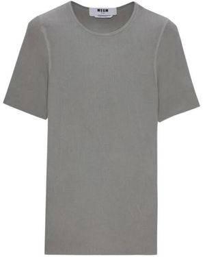 MSGM Ribgebreid Viscose T-Shirt - Grijs