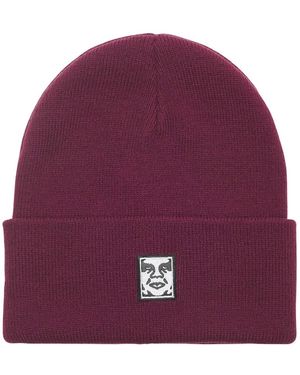 Obey Accessoires ,Bruin ,Ribshaker Knit Beanie - Paars