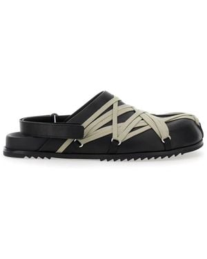 Rick Owens Schwarze megalaced sandalen mit oversize-schnürsenkeln