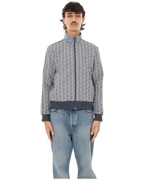 Lacoste Hoodies & Sweatvesten ,Grijs ,Monogram Jacquard Track Jacket
