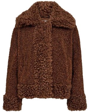 co'couture Imitatie Schapenvacht Jas - Bruin