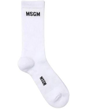 MSGM Luxuriöse Weiße Logo-Socken
