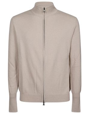 Ballantyne Zip-Front Cashmere Knit Cardigan - Gray