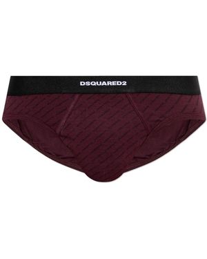 DSquared² Ondergoed ,Rood ,Katoen Katoenen Slip Met Monogram - Paars