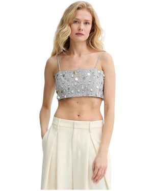 Isabelle Blanche Tops ,Grijs ,Leer Top