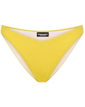 DSquared² Parte De Abajo De Bikini Amarillo Con Logo, Mujer, Talla