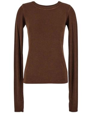 Uma Wang Geripptes Langarm Damen T-Shirt - Braun