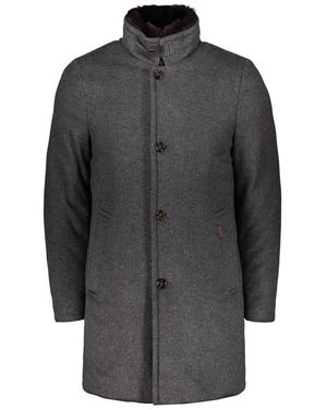 Moorer Jassen ,Grijs ,Wol Elegant Jas Met Hoge Kraag