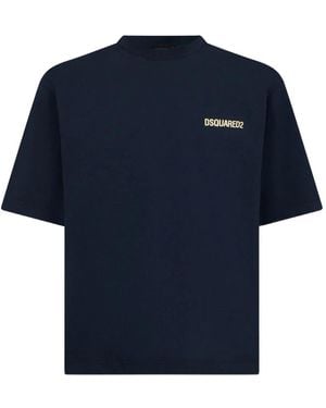 DSquared² Tops ,Blauw ,Katoen Loose Fit T-Shirt