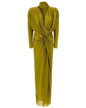 Balmain Kleedjes ,Groen ,Lange Zijden Charmeuse Jurk