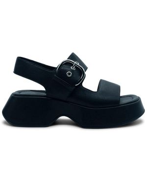Vic Matié Mini Yoko Sandalo Armbänder Aus Weichem Schwarzem Kalbsleder Aus Nappaleder - Blau