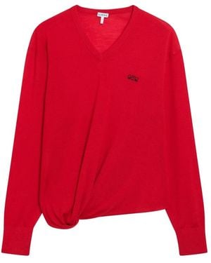 Loewe Truien & Vesten ,Rood ,Wol Gedrappeerde Trui