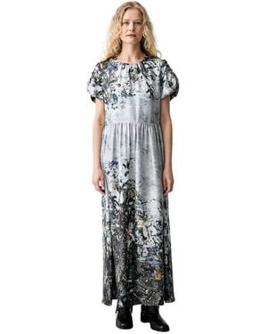 Munthe Kleedjes ,Grijs ,Flared Maxi Dress - Blauw