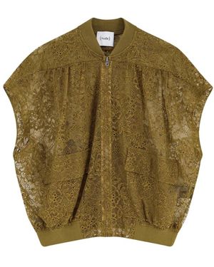 Nude Vest Met Korte Mouwen En Rits - Groen