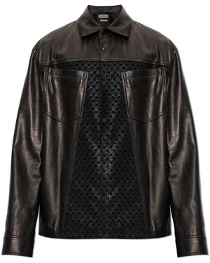 McQueen Jassen ,Zwart ,Leer Leren Overshirt