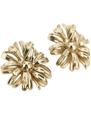Dries Van Noten Skulpturale Blumenohrringe - Mettallic
