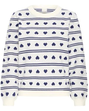 Ichi Hoodies & Sweatvesten ,Veelkleurig ,Polyester Ihbrielle Ls7 Sweatshirt - Meerkleurig