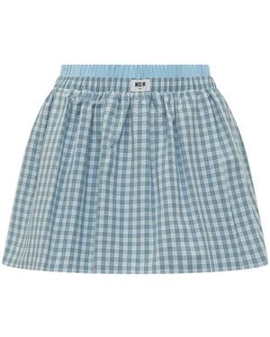 MSGM Rokken ,Blauw ,Katoen Check Print Short Skirt