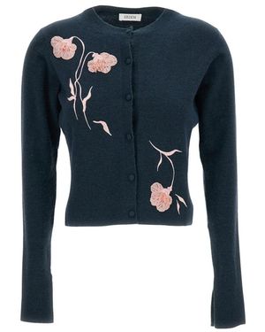 Erdem Truien & Vesten ,Blauw ,Wol Fitted Embellished Cardigan