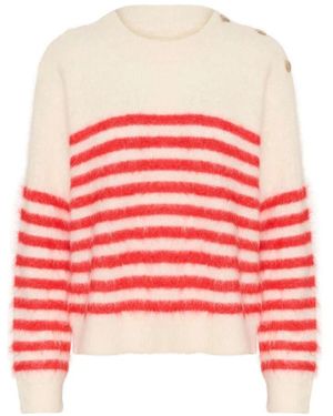 Part Two Weicher strickpullover mars rot streifen