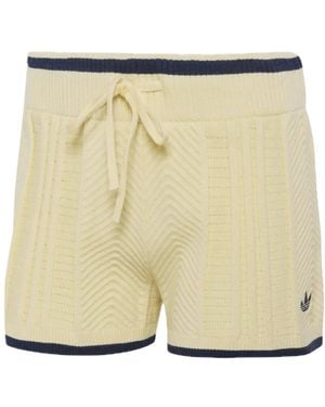 adidas Fitness ,Geel ,Polyester Cable Knit Shorts - Naturel