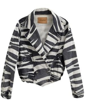 retroféte Kurze Jeansjacke - Schwarz