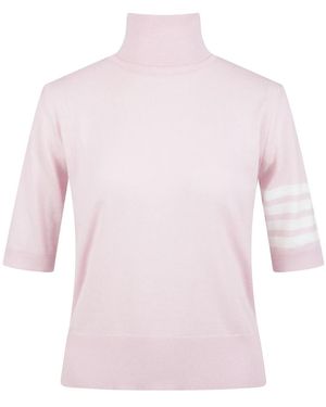 Thom Browne Kurzarm-Pullover Aus Wollmischung - Pink