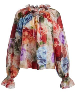 Alice + Olivia Zijde & Nylon Multicolour Hemden - Rood