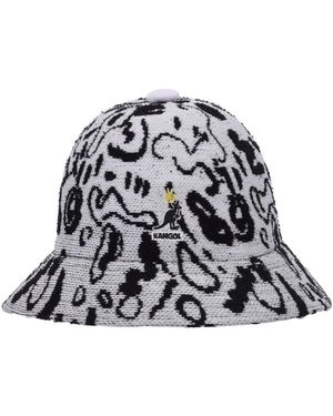 Kangol Jacquard Gestrickter Eimerhut Weiß/Schwarz