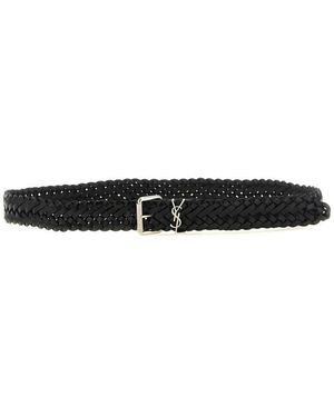 Saint Laurent Gevlochten Kalfsleren Riem - Zwart