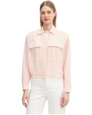 Lacoste Gestreifte Seersucker-Jacke - Pink