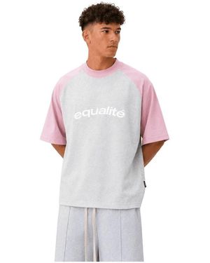Equalite Tops ,Grijs ,Katoen Celeste Boxy T-Shirt - Paars