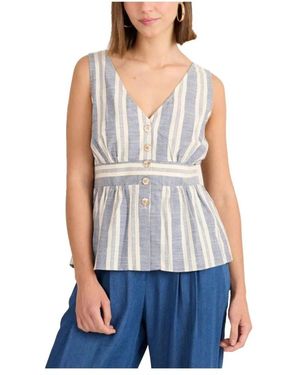 Naf Naf Tops ,Blauw ,Denim Bohemian Chic Geborduurde Shirt