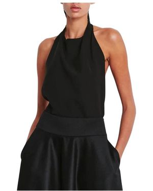 Wardrobe NYC Tops ,Zwart ,Halter Geplooide Zijden Blouse