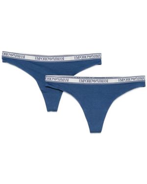 Emporio Armani Ondergoed ,Blauw ,Katoen 2-Pack String