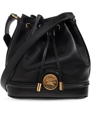 Chloé Pferdemedaille Tasche Typ Eimer - Schwarz