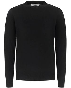 Alpha Studio Truien & Vesten ,Zwart ,Wol Au 7020C 1002 Ronde Hals Trui