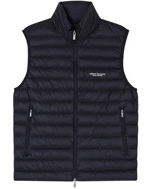 ARMANI EXCHANGE Jassen ,Zwart ,Mouwloze Donsjas Met Volledige Ritssluiting - Blauw