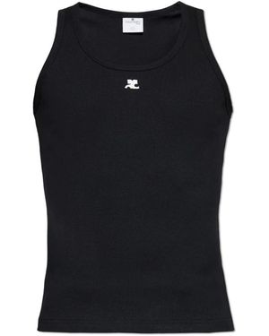 Courreges Mouwloos T-Shirt - Zwart