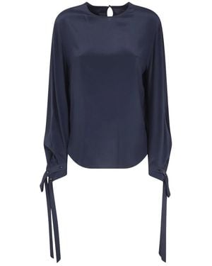 Alberta Ferretti Blouse Met Strikmanchetten - Blauw