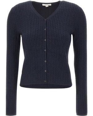 Vince Truien & Vesten ,Blauw ,Wol Vest Met Kabels En V-Hals