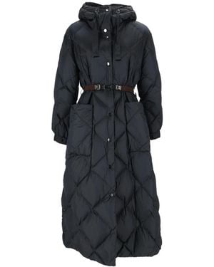Max Mara Jassen ,Blauw ,Polyester Mtcabete Lange Pufferjas - Zwart