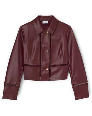 mötivi Jassen ,Rood ,Polyester Cropped Jas Met Geperforeerde Details - Paars